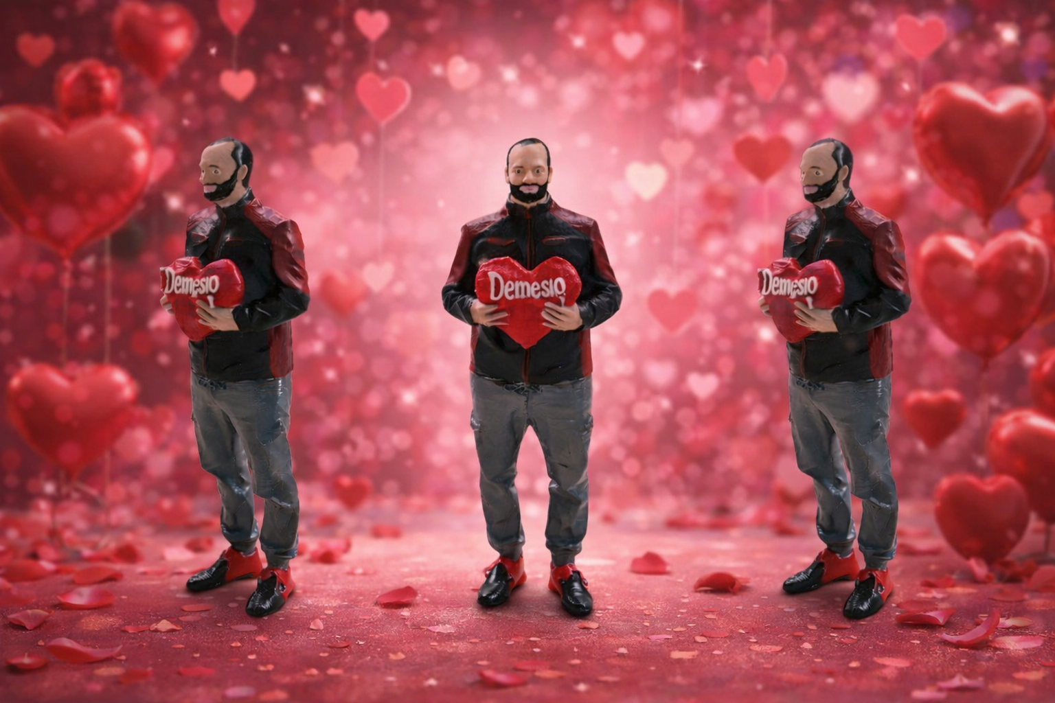 „Individuali 3D Figūrėlė iš Nuotraukos su Širdimi ir Užrašu“