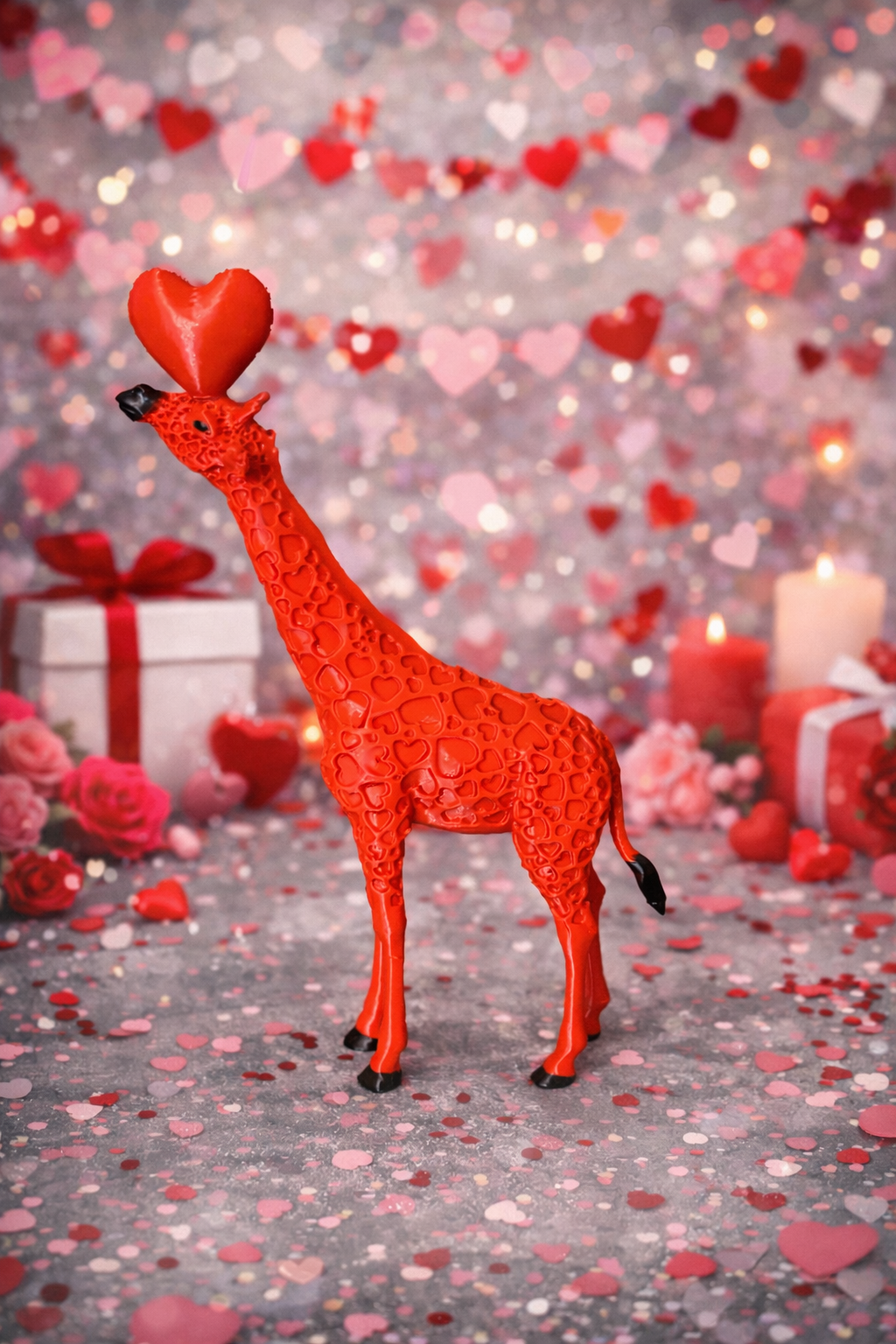 ❤️ Raudonoji meilės žirafa su širdelėmis – galima pasirinkti su užrašu