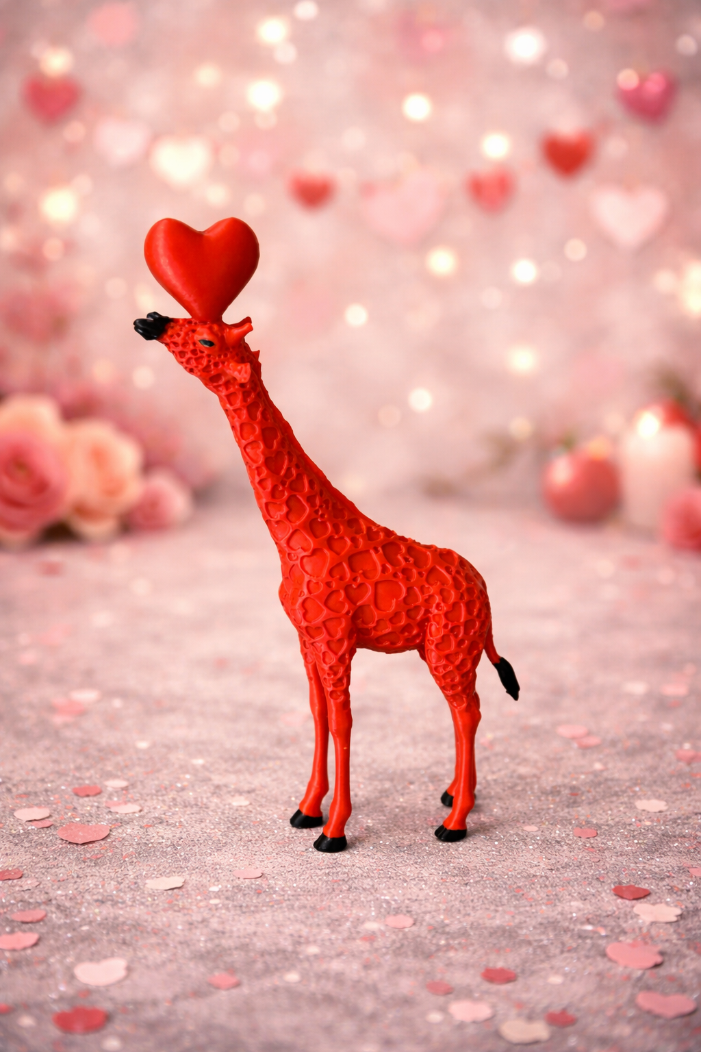 ❤️ Raudonoji meilės žirafa su širdelėmis – galima pasirinkti su užrašu