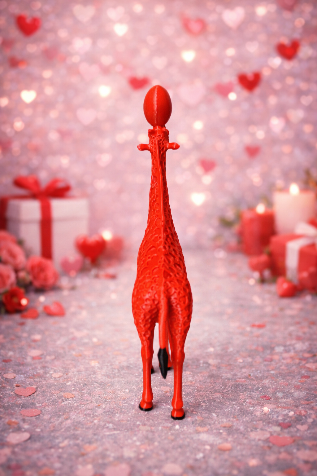 ❤️ Raudonoji meilės žirafa su širdelėmis – galima pasirinkti su užrašu