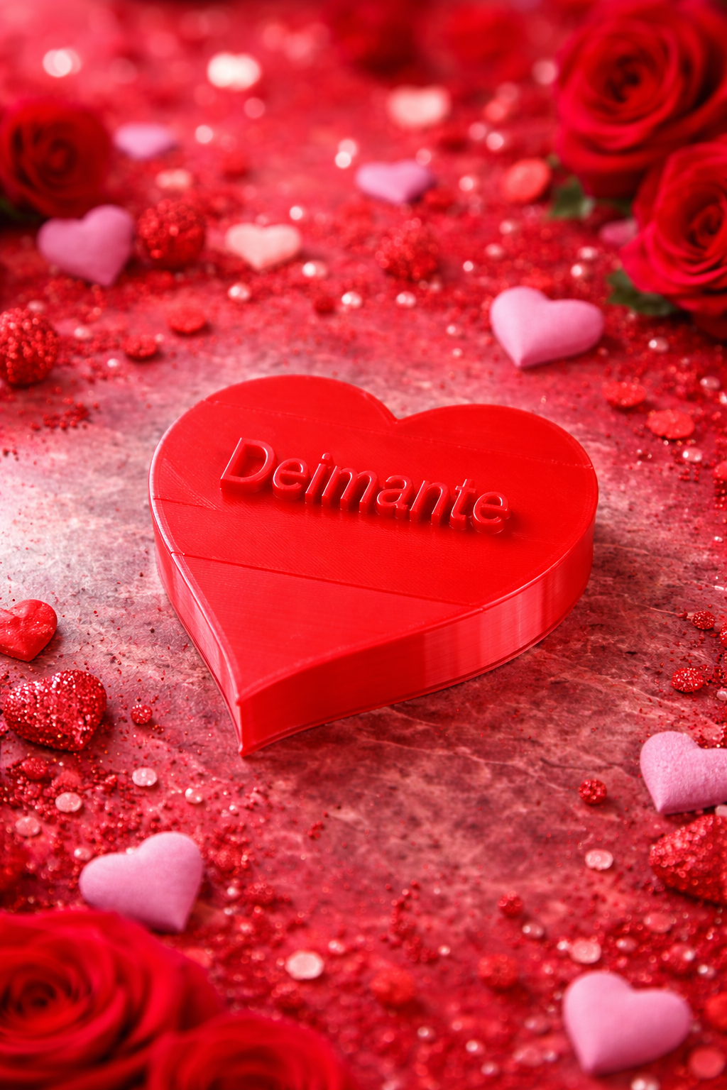 Vardinė 3D spausdinta širdelės dėžutė Valentino dienai