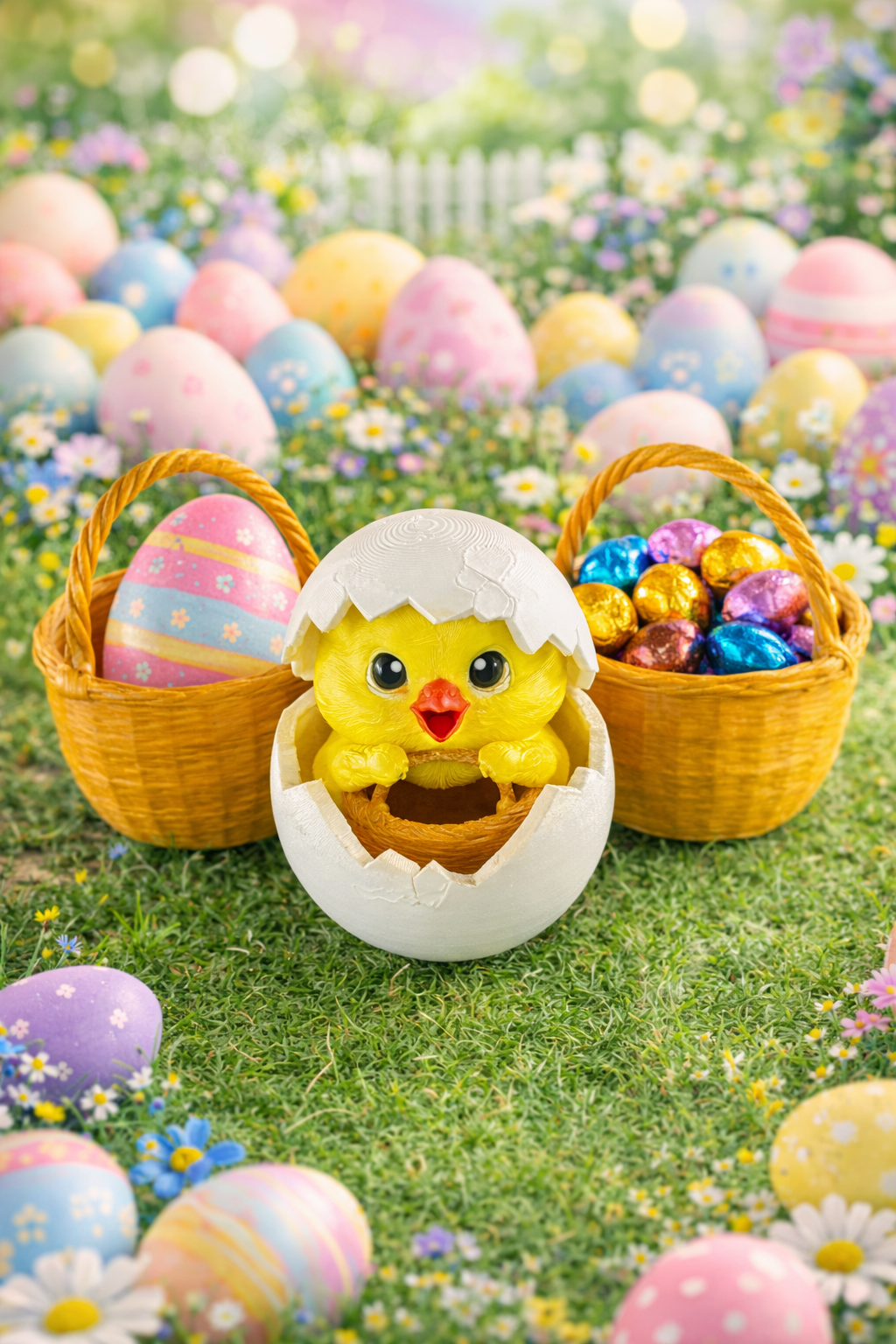 🐣 Velykinė 3D dekoracija – viščiukas kiaušinyje