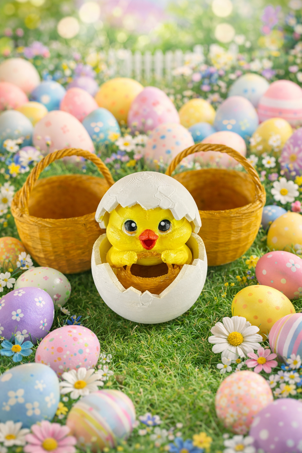 🐣 Velykinė 3D dekoracija – viščiukas kiaušinyje